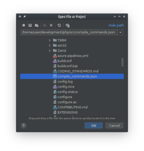 Importing a compilation database in CLion