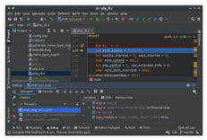 CLion showing a triggered breakpoint